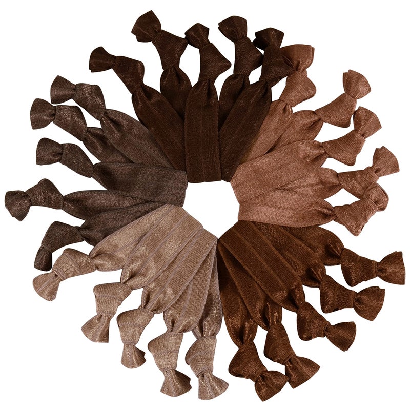Cyndibands Brunette Ribbon Hair Ties, Gentle Elastic Ponytail Holders, 25 Count - Image 1